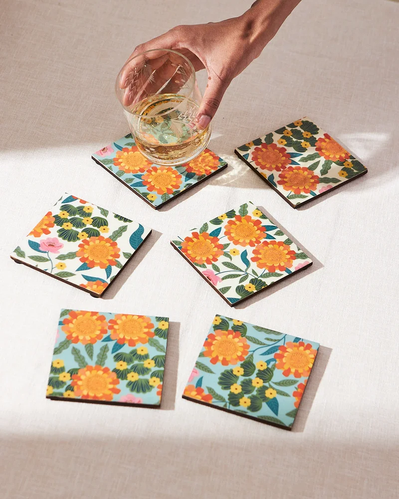Chumbak Marigold Coasters  (Set of 6)